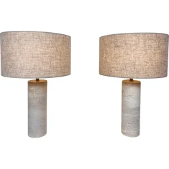 Online Pamono Italian Table Lamps in Travertine, Set of 2
