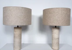 Online Pamono Italian Table Lamps in Travertine, Set of 2
