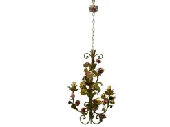 Sale Pamono Italian Tole Ceramic Flower Chandelier, 1960s