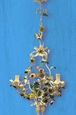 Discount Pamono Italian Tole Flower Chandelier, 1960s