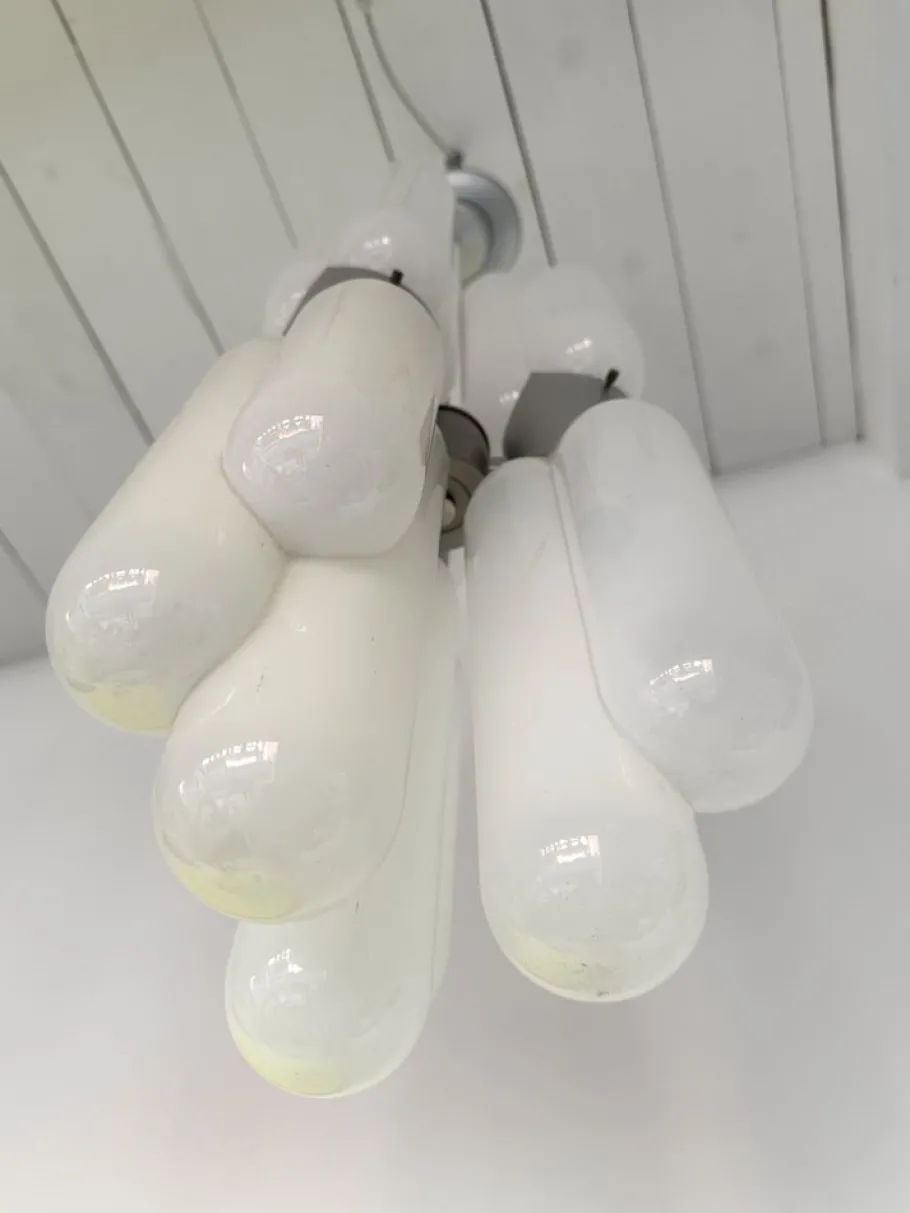 New Pamono Italian Torpedo Chandelier in Metal and Murano Glass by Carlo Nason for Mazzega, 1970s