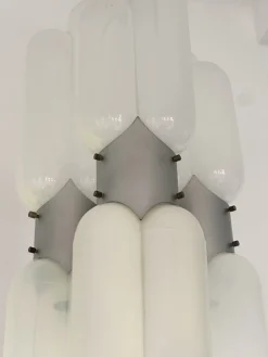 New Pamono Italian Torpedo Chandelier in Metal and Murano Glass by Carlo Nason for Mazzega, 1970s