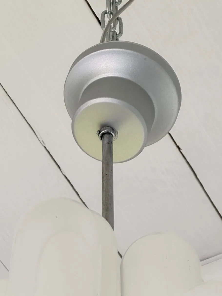 New Pamono Italian Torpedo Chandelier in Metal and Murano Glass by Carlo Nason for Mazzega, 1970s