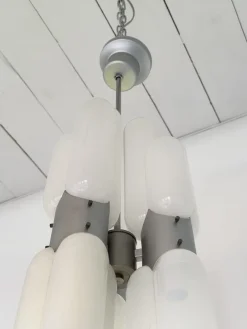 New Pamono Italian Torpedo Chandelier in Metal and Murano Glass by Carlo Nason for Mazzega, 1970s