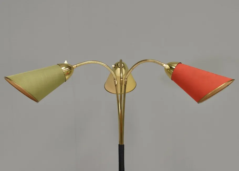 New Pamono Italian Triennale Floor Lamp in Brass from Arredoluce, 1950