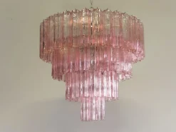 Discount Pamono Italian Tronchi Chandelier in Pink Murano Glass, 1990s