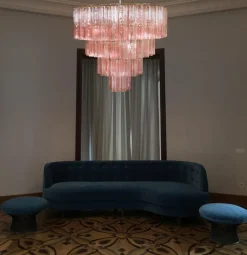 Discount Pamono Italian Tronchi Chandelier in Pink Murano Glass, 1990s