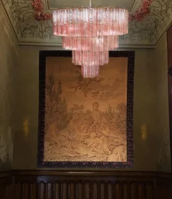 Discount Pamono Italian Tronchi Chandelier in Pink Murano Glass, 1990s