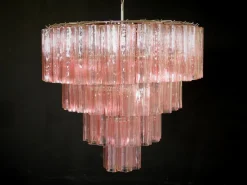 Discount Pamono Italian Tronchi Chandelier in Pink Murano Glass, 1990s