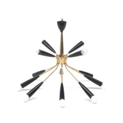 Discount Pamono Italian Vintage Hanging Lamp Stilnovo Style Made of Brass with 12 Light Points, 1970s