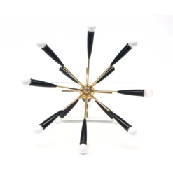 Discount Pamono Italian Vintage Hanging Lamp Stilnovo Style Made of Brass with 12 Light Points, 1970s