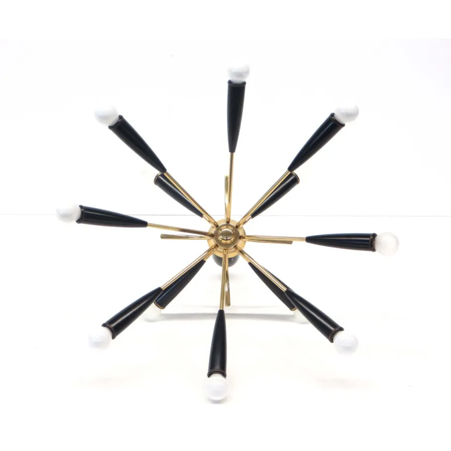 Discount Pamono Italian Vintage Hanging Lamp Stilnovo Style Made of Brass with 12 Light Points, 1970s