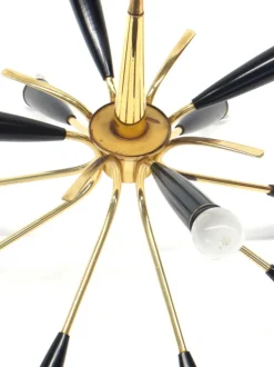 Discount Pamono Italian Vintage Hanging Lamp Stilnovo Style Made of Brass with 12 Light Points, 1970s