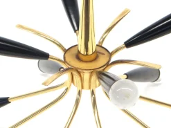 Discount Pamono Italian Vintage Hanging Lamp Stilnovo Style Made of Brass with 12 Light Points, 1970s