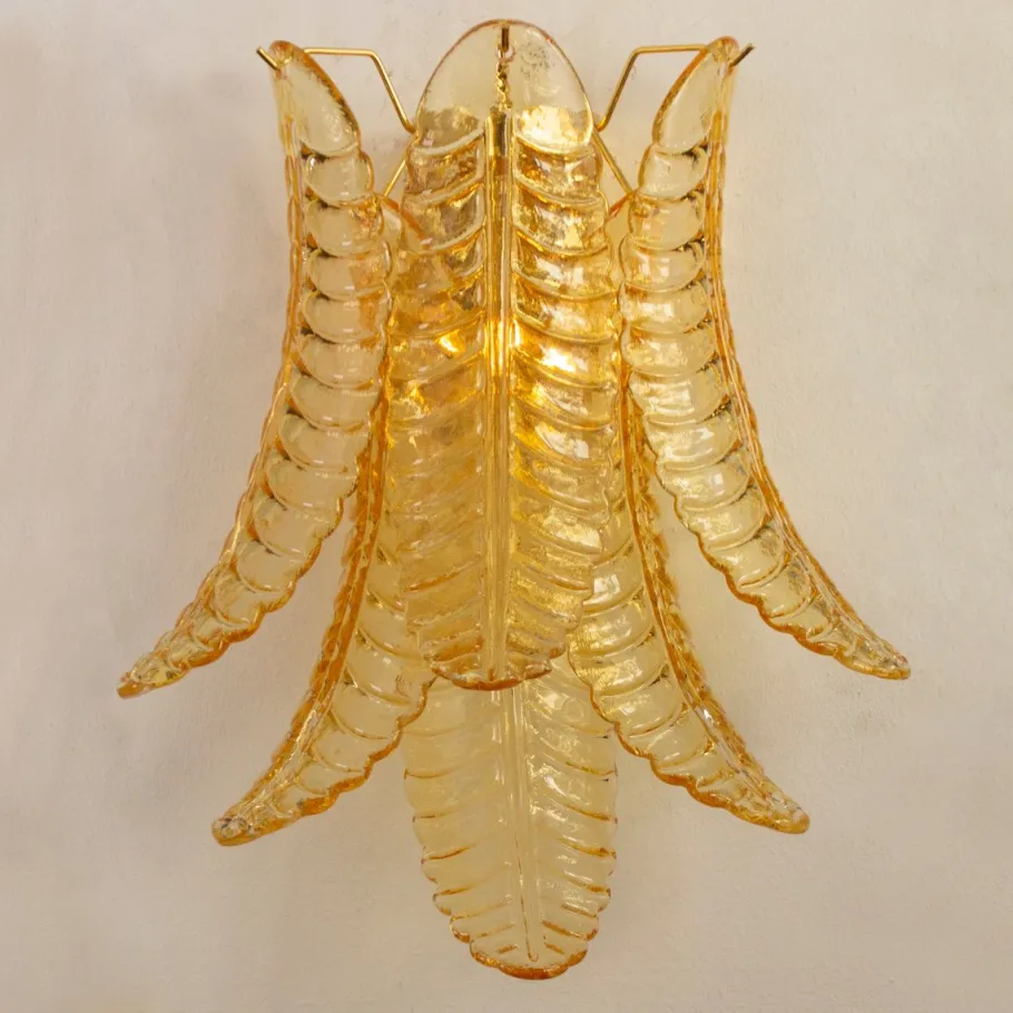 Online Pamono Italian Wall Sconce in Amber Murano Glass, 1990s