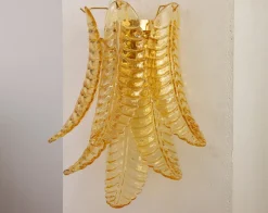 Online Pamono Italian Wall Sconce in Amber Murano Glass, 1990s