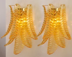 Online Pamono Italian Wall Sconce in Amber Murano Glass, 1990s