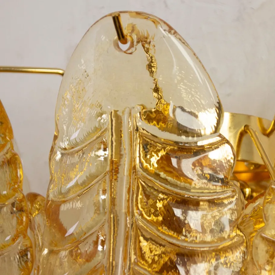Online Pamono Italian Wall Sconce in Amber Murano Glass, 1990s