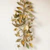 Sale Pamono Italian Wall Sconce with Metal Leaves and Crystal Flowers, 1980s