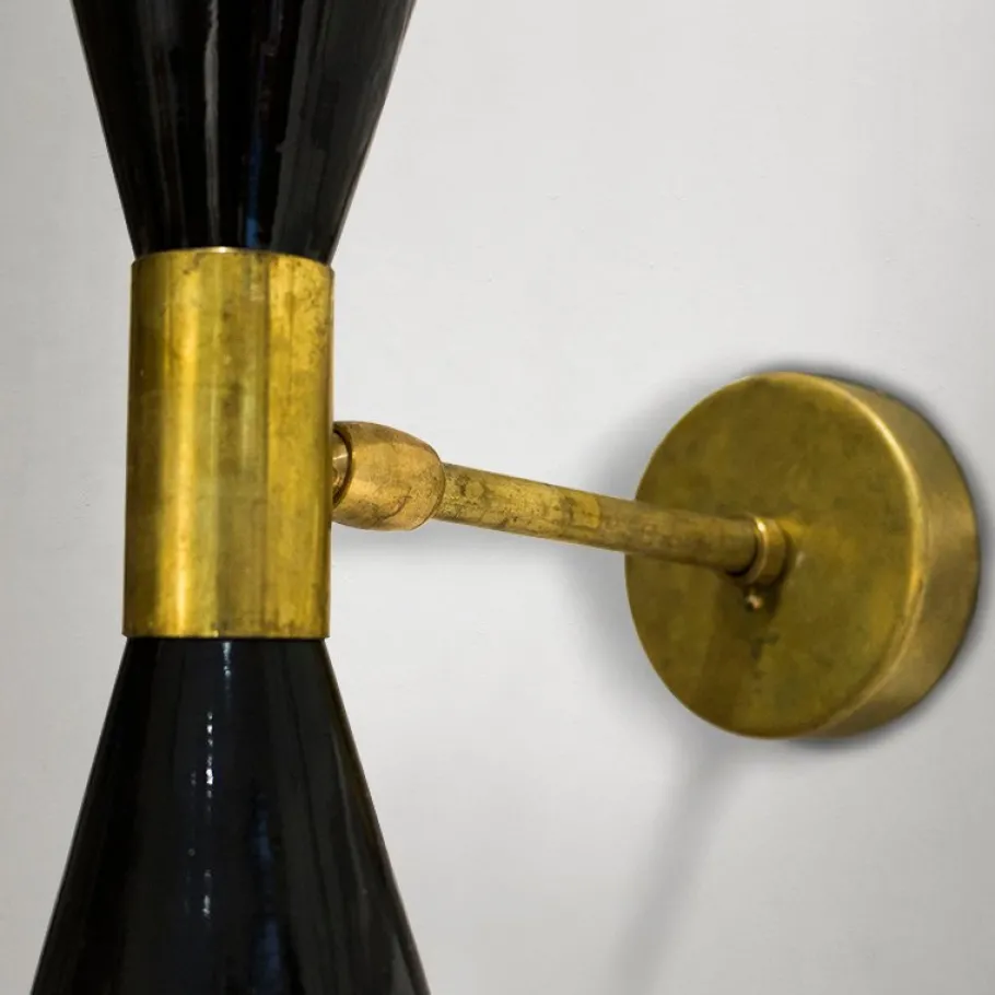 New Pamono Italian Wall Sconces in Brass and Aluminium, 1950s, Set of 2