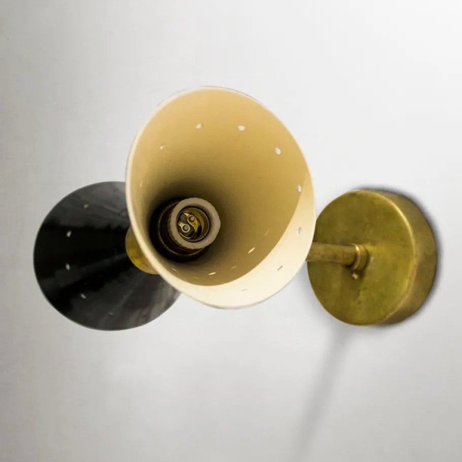 New Pamono Italian Wall Sconces in Brass and Aluminium, 1950s, Set of 2