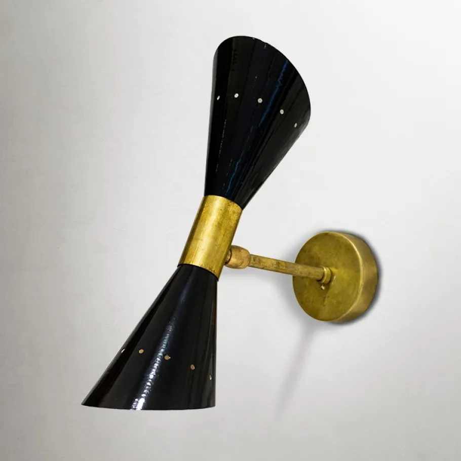 New Pamono Italian Wall Sconces in Brass and Aluminium, 1950s, Set of 2