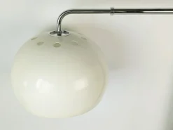 Best Pamono Italian White Painted & Chrome Plated Metal Extendable Arm Wall Lamp, 1970s