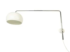 Best Pamono Italian White Painted & Chrome Plated Metal Extendable Arm Wall Lamp, 1970s