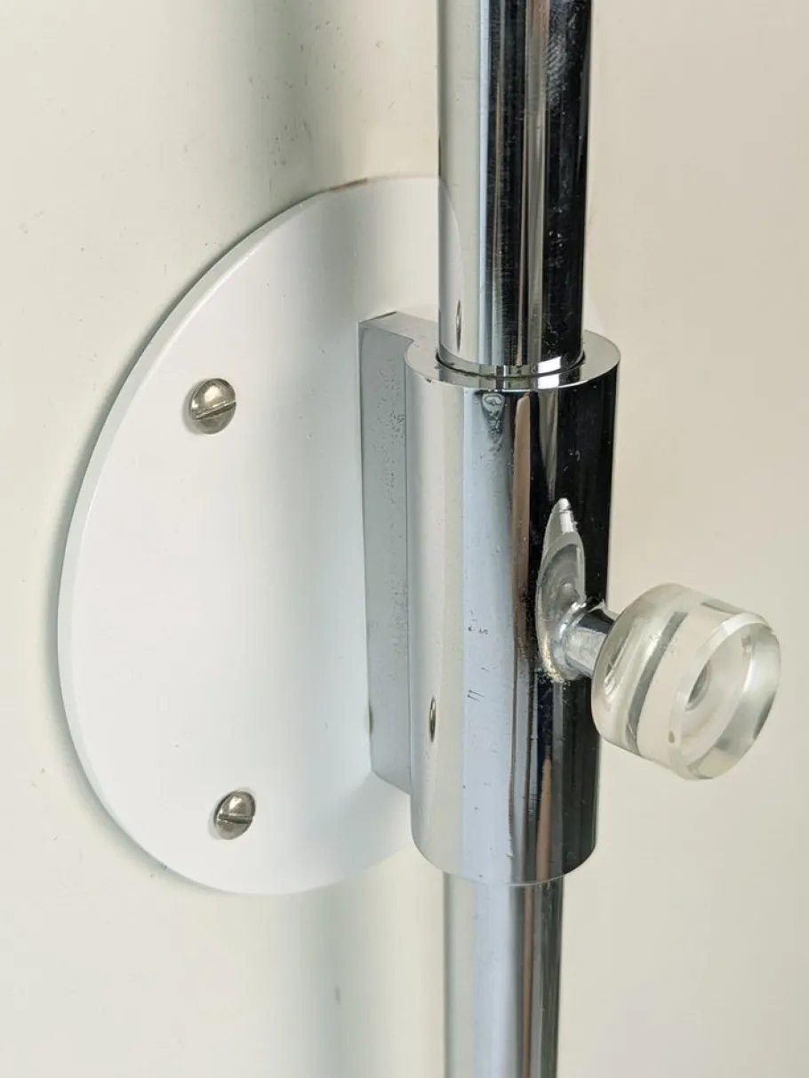 Best Pamono Italian White Painted & Chrome Plated Metal Extendable Arm Wall Lamp, 1970s