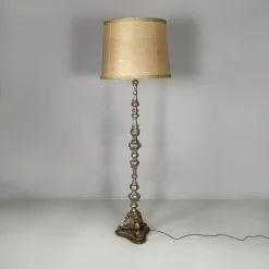 Sale Pamono Italian Wood Floor Lamp with Gold Leaf and Light Blue Lacquer, 1940s