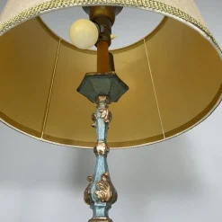Sale Pamono Italian Wood Floor Lamp with Gold Leaf and Light Blue Lacquer, 1940s