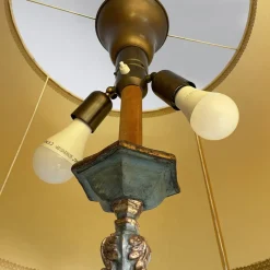 Sale Pamono Italian Wood Floor Lamp with Gold Leaf and Light Blue Lacquer, 1940s