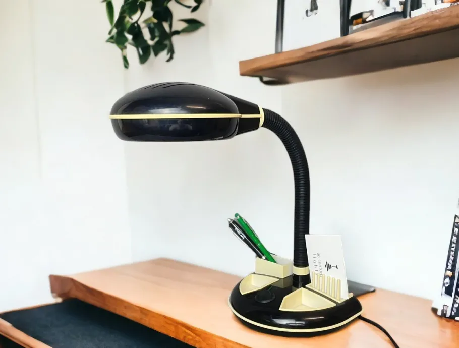Discount Pamono Japanese Black Plastic Organizer Desk Lamp by Kyoji Tanaka for Rabbit Tanaka, 1980s