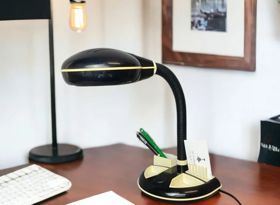Discount Pamono Japanese Black Plastic Organizer Desk Lamp by Kyoji Tanaka for Rabbit Tanaka, 1980s