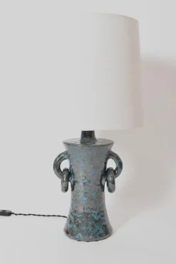 Clearance Pamono Kasaï Blue Handles Ceramic Lamp by Barracuda Interiors