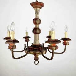 Best Pamono Lacquered Wood Chandelier, 1970s