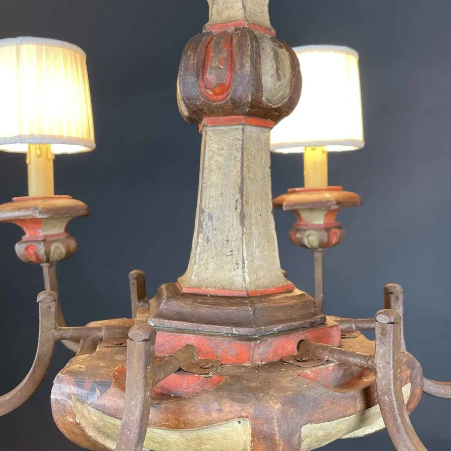 Best Pamono Lacquered Wood Chandelier, 1970s