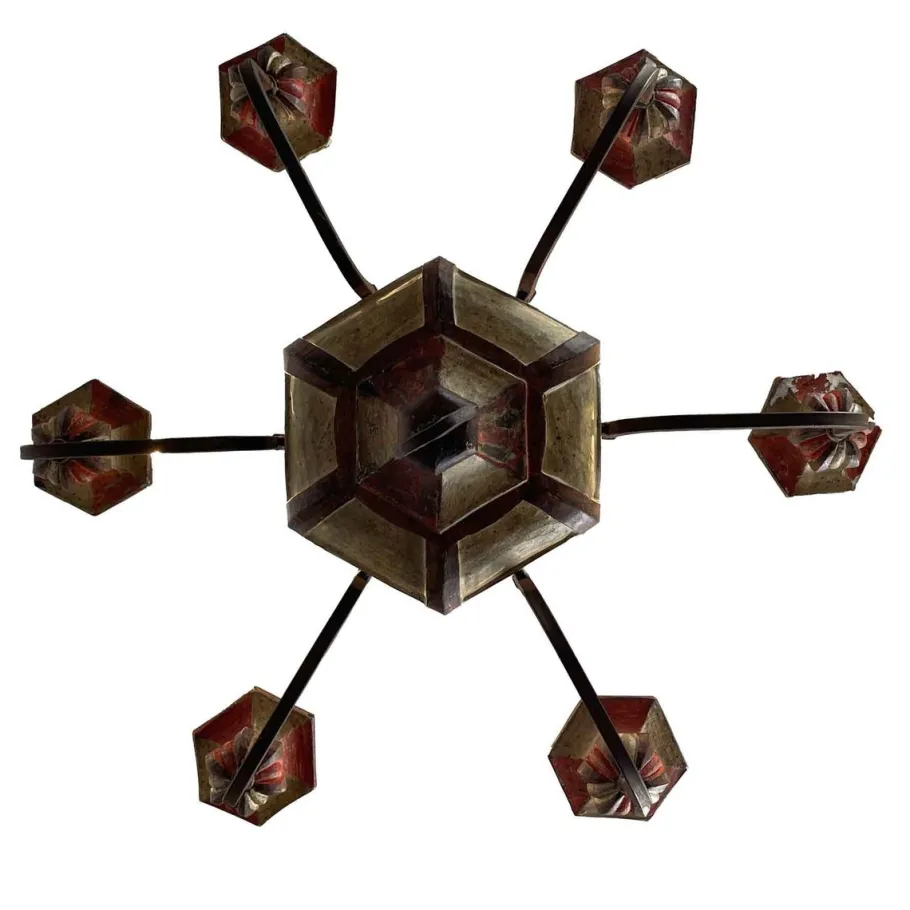 Best Pamono Lacquered Wood Chandelier, 1970s