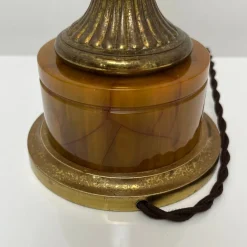 Online Pamono Lamp Base in Amber Bakelite and Golden Brass in the style of Maison Jansen