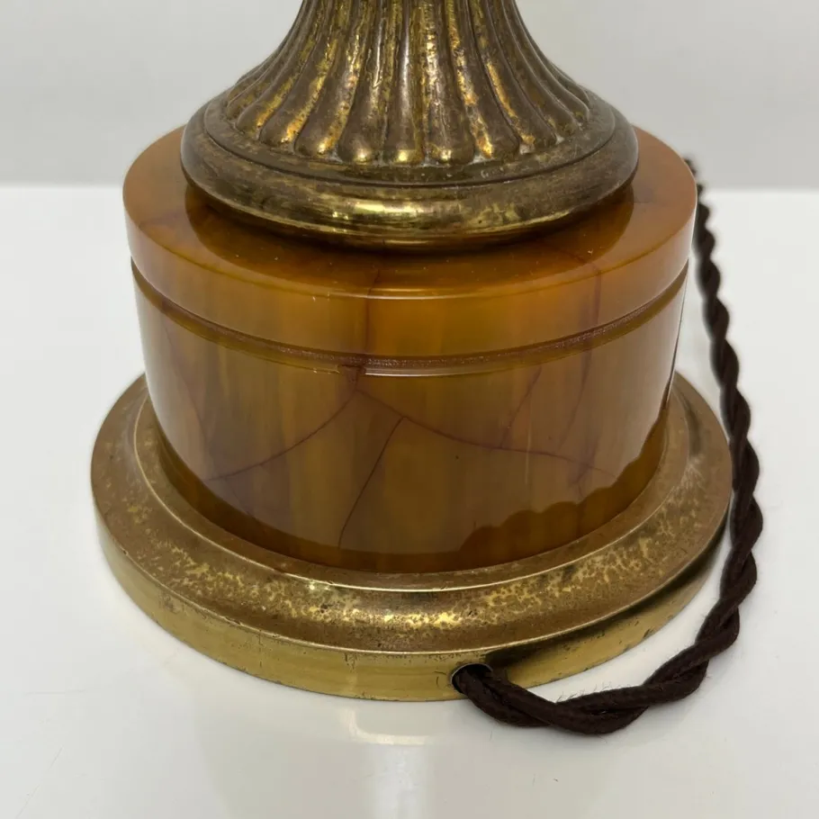 Online Pamono Lamp Base in Amber Bakelite and Golden Brass in the style of Maison Jansen
