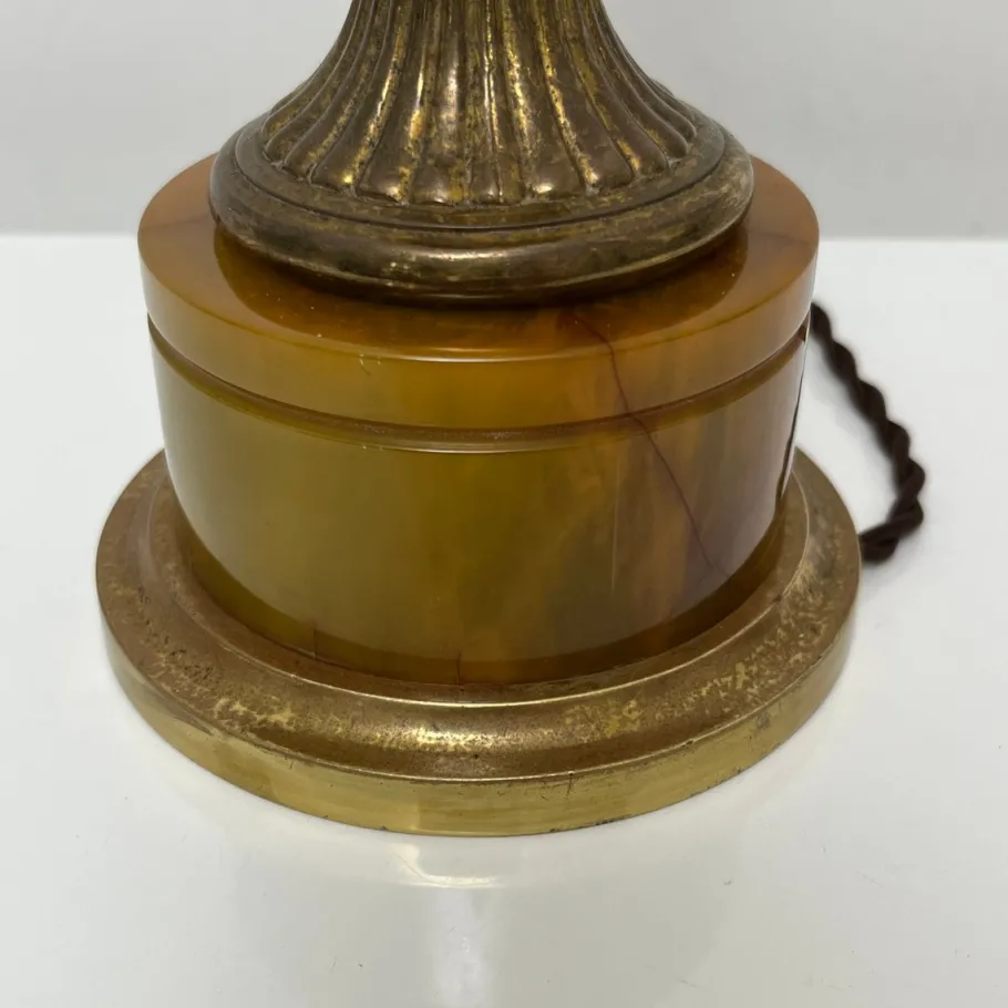Online Pamono Lamp Base in Amber Bakelite and Golden Brass in the style of Maison Jansen