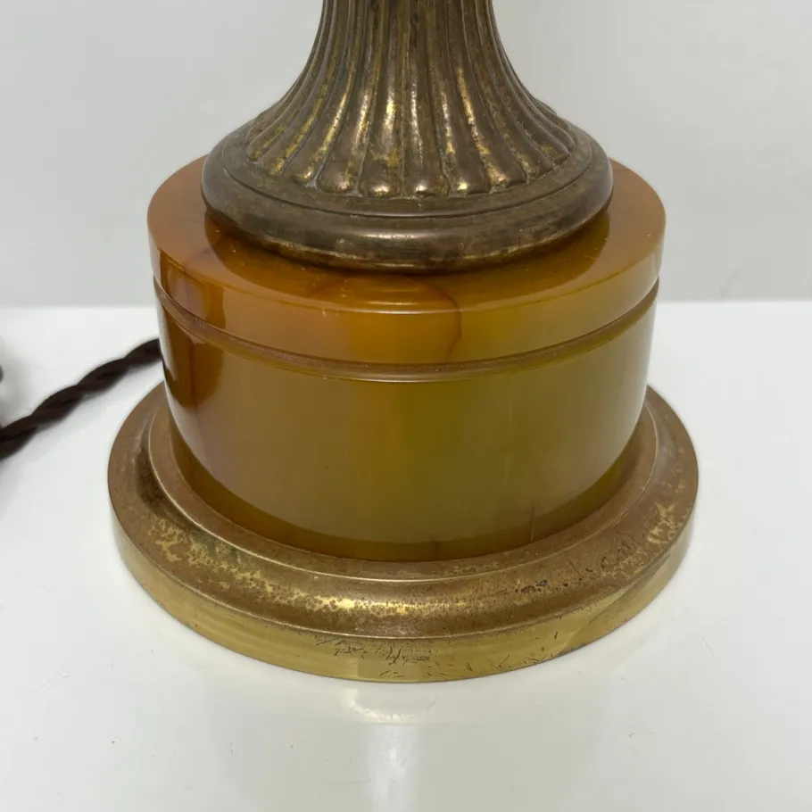 Online Pamono Lamp Base in Amber Bakelite and Golden Brass in the style of Maison Jansen