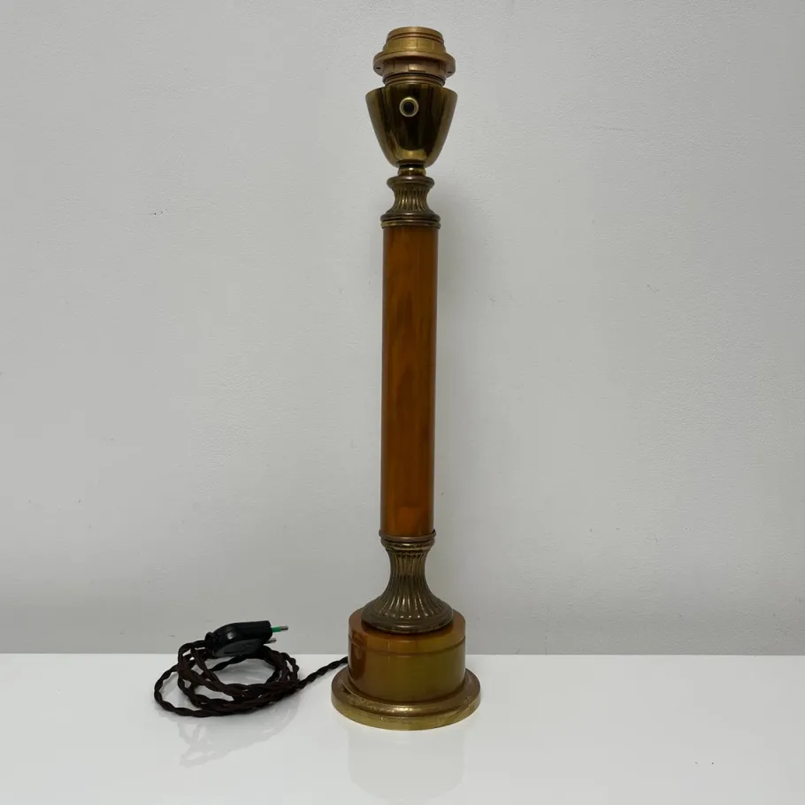 Online Pamono Lamp Base in Amber Bakelite and Golden Brass in the style of Maison Jansen