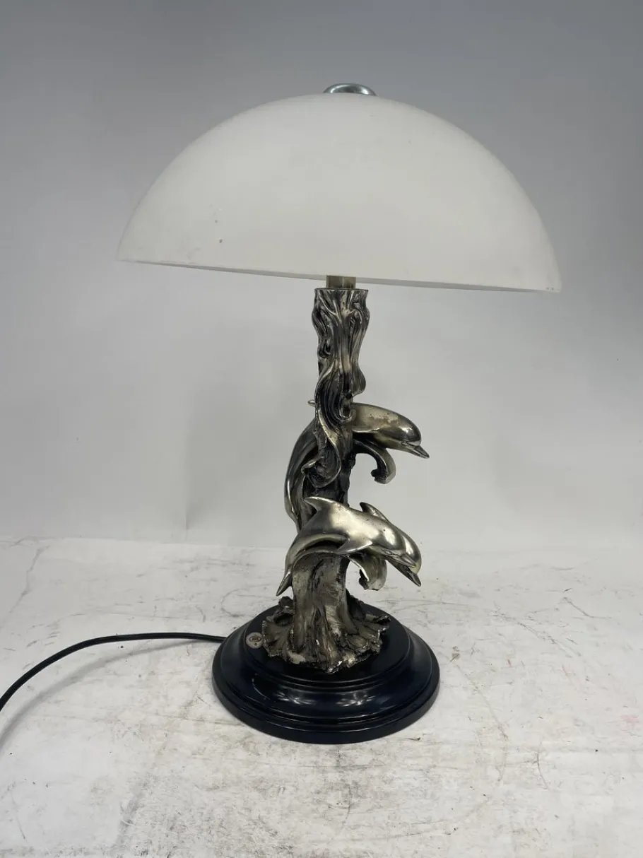 Discount Pamono Lamp with Dolphins in Silvertone, 1980s