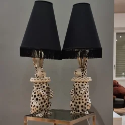 Pamono Lamp with Rabbit in Painted Ceramic, 2010s