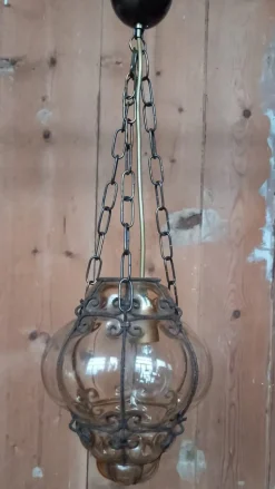 Hot Pamono Lantern Lamp in Blown Glass, Venice, Italy