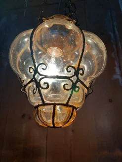 Hot Pamono Lantern Lamp in Blown Glass, Venice, Italy