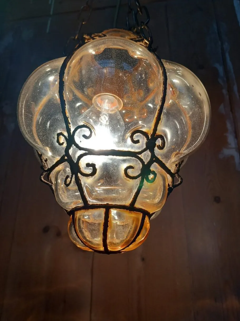 Hot Pamono Lantern Lamp in Blown Glass, Venice, Italy