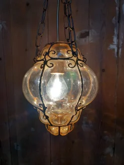 Hot Pamono Lantern Lamp in Blown Glass, Venice, Italy