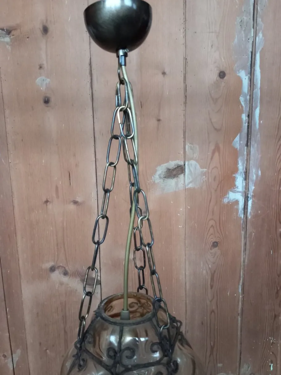 Hot Pamono Lantern Lamp in Blown Glass, Venice, Italy